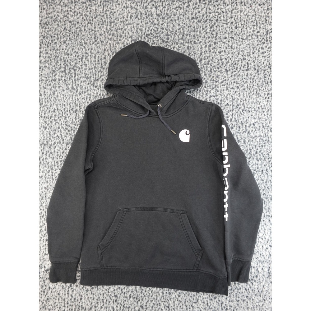Carhartt Hoodie Boys M (8-10) Black Graphic Sleeve‎ Relaxed Fit Pullover